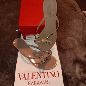 Valentino Garavani studded beige sandals- size 39 (US 8) original price $420.00